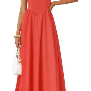 Elegant Coral Maxi Dress
